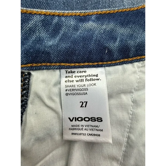 VIGOSS Women's Carpenter Denim Jean Shorts Size 27 Raw Hem Stretch High Waisted - Picture 7 of 8